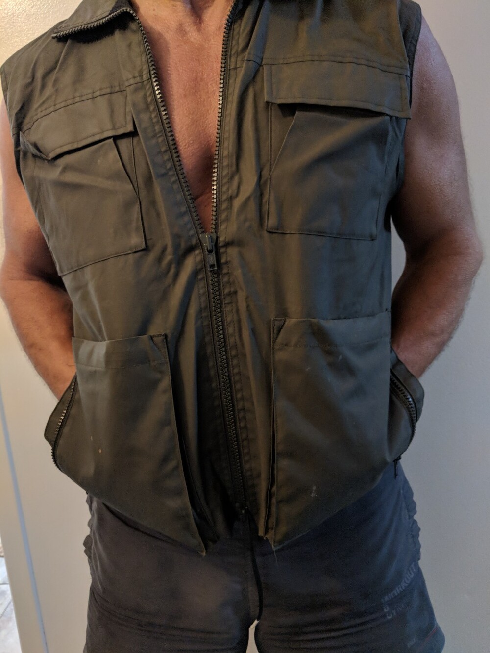 Vintage Banana Republic Olive Green Men's Utility Zip Vest Large